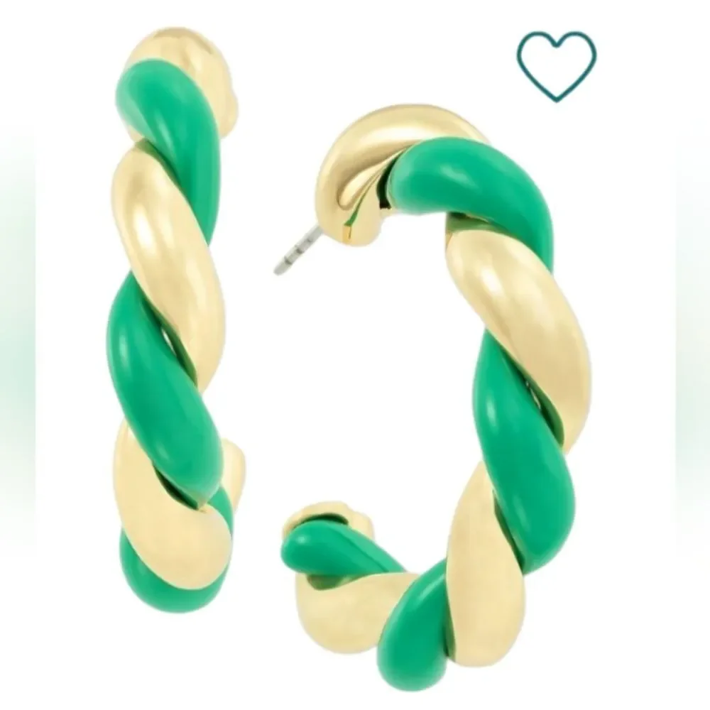 On 34th Gold-Tone Swirl Medium Hoop Earrings - NWT